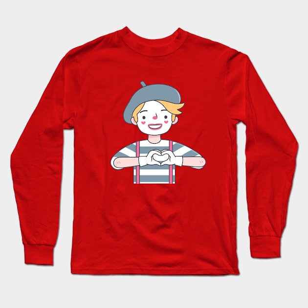 Cute Mime Sending Love To You Long Sleeve T-Shirt by rustydoodle